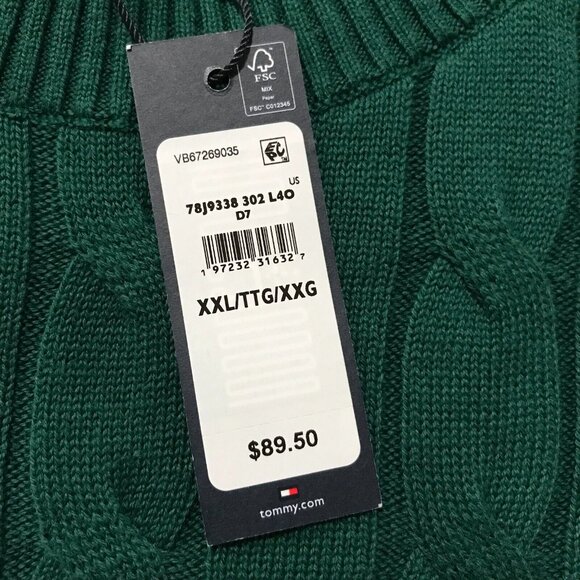 Men's Tommy Hilfiger Flag Logo Cable Knit Sweater-Size 2XL - Picture 11 of 15